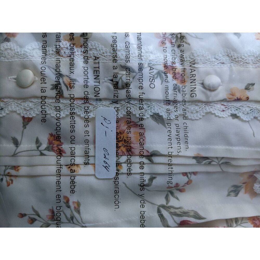 Barbizon Cream‎ Satin Floral Nightgown House Dress Lace Trim sz L Large NWT - Picture 9 of 9